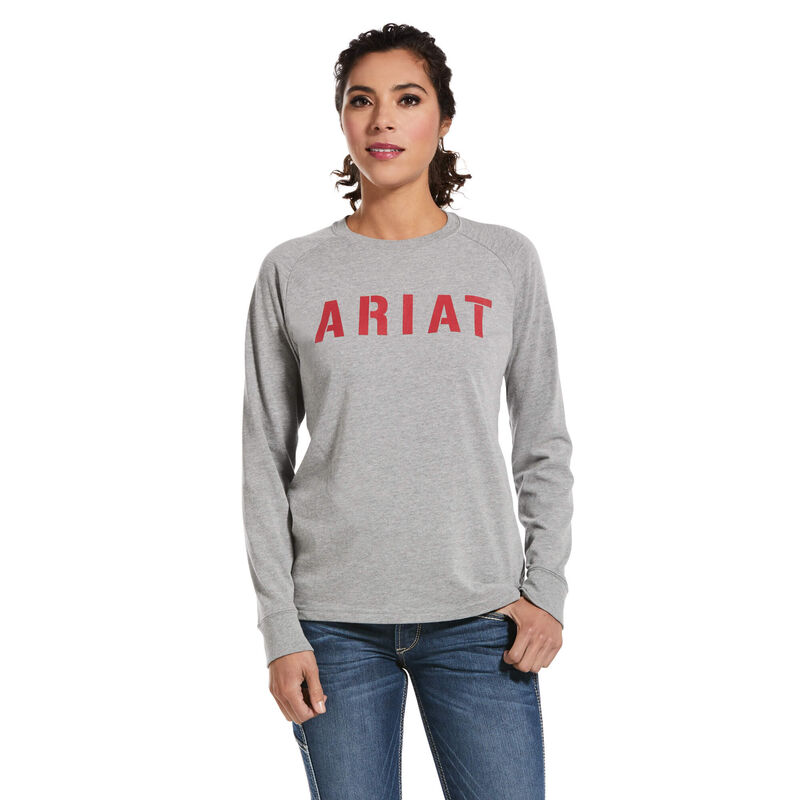 Ariat Rebar Cottonstrong Block - Naisten Harmaat T-Paidat ( KTFQEU-974 )